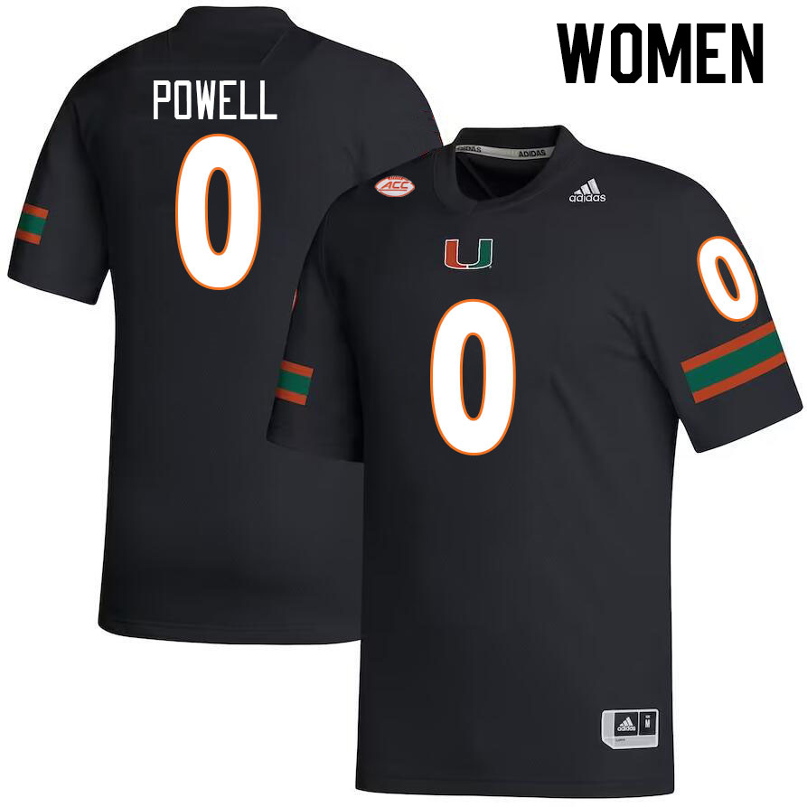 Women #0 Mishael Powell Miami Hurricanes College Football Jerseys Stitched-Black